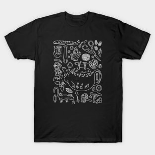 "Goblin Cottagecore" Dark Forest Mushroom Teapot Doodles T-Shirt